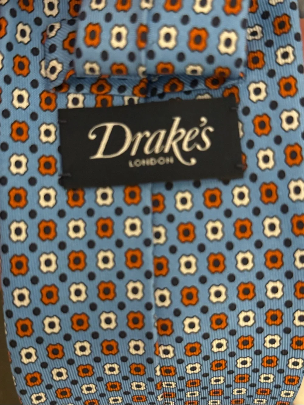 Drake’s—NWOT Blue Geometric Silk Tie